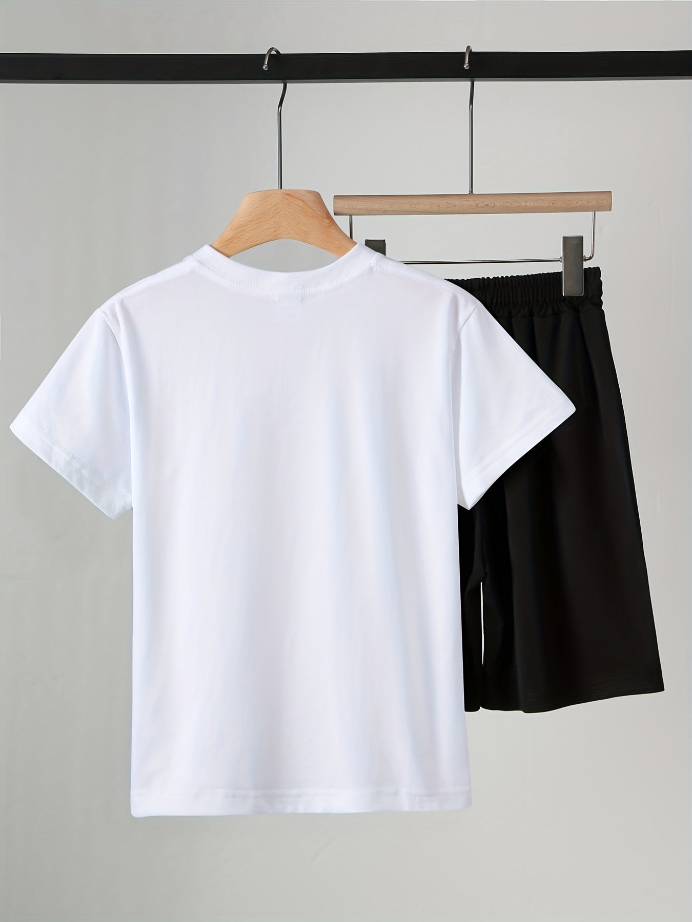 2pcs Boys Casual KING Letter and Crown Print T-Shirt&Shorts