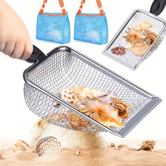 Metal Beach Net Scoop 5mm Mesh Handle Shell Collector Beach Exploration Aquarium