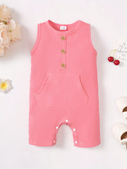 Baby Casual Plain Sleeveless Romper Jumpsuit