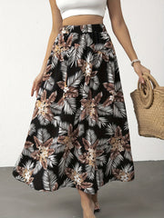 Boho Floral Print High Waist Skirt for Spring & Summer