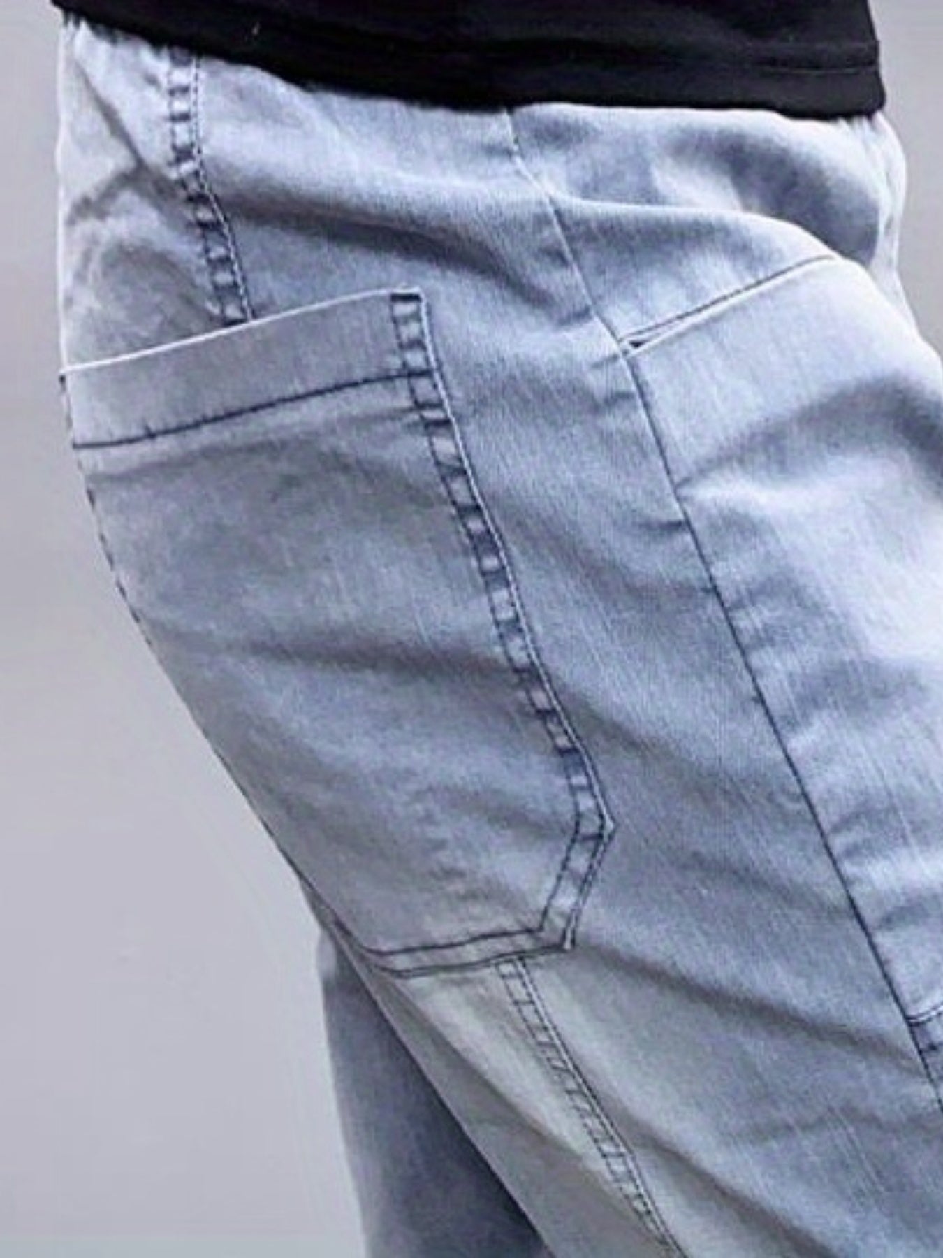 Cuffed Denim Shorts Men's Street Style Stretch Cotton Blend Shorts