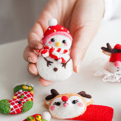Needle Felting Kit Snowman Hairpin DIY Art Craft DIY Material Homemade Pendant