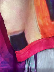 Painting Print Button Up Maxi Shirt Dress