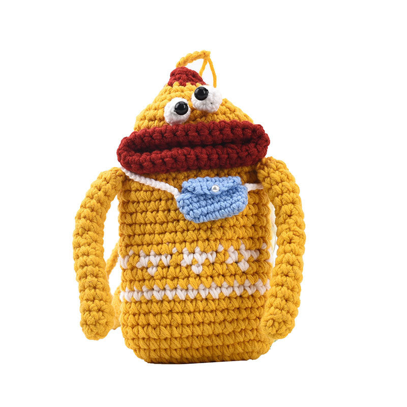 Children's Braided Sausage Mouth Doll Coin Purse Shoulder Bag