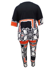 Colorblock Baroque Print Top & Pants Set