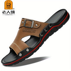 LAORENTOU Men's Leather Sandals for Hiking Trekking