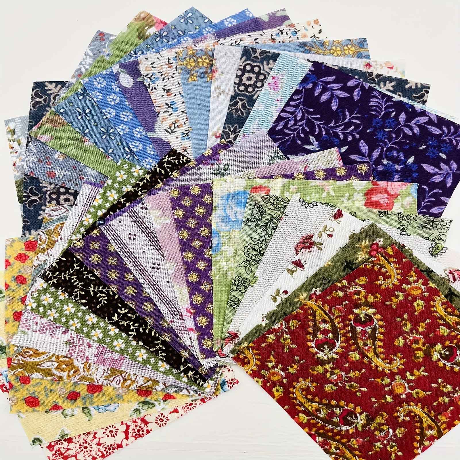30pcs Floral Fabric Patchwork Sewing Quilting Bundles 10cm Assorted Pattern DIY
