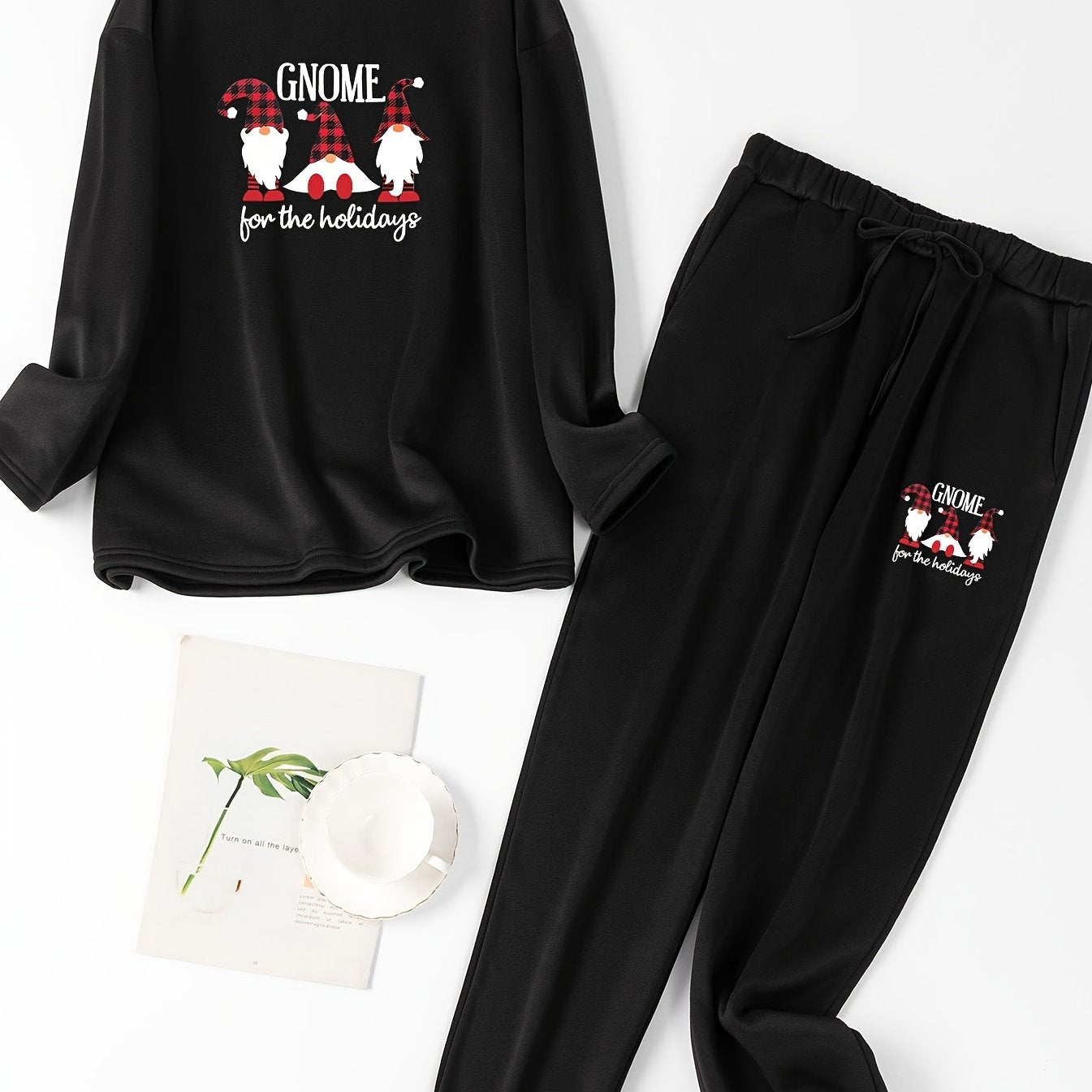 Christmas Loungewear Set Dwarf Print Pajama 2 Piece