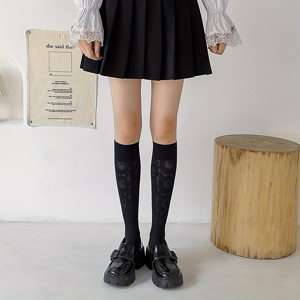 Floral Print Calf Socks Retro Style Knee High Socks