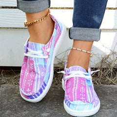 Women's Patchwork Boat Shoes Lightweight Slip On Casual Walking