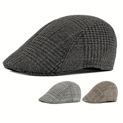 Men's Classic Newsboy Hat Vintage Flat Cap Ivy Cabbie Driving Hat Winter Warm