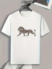 Lion Pattern Print Men's Sports T-shirt Graphic Tee