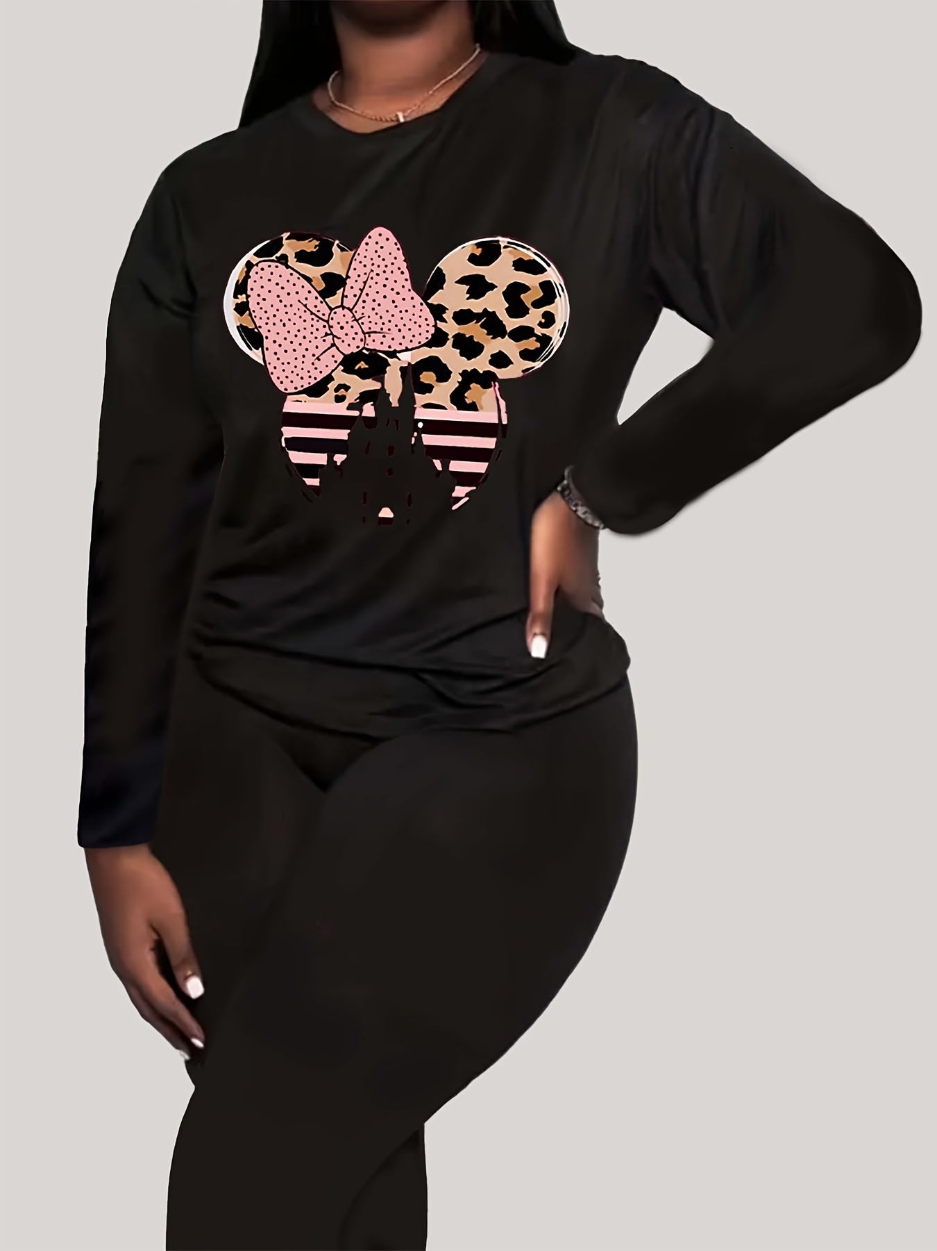 Women's Plus Size Graphic Print Top & Leggings Outfits Set