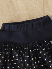 Girls Footless Leggings With Mesh Tutu Ruffle Skirt