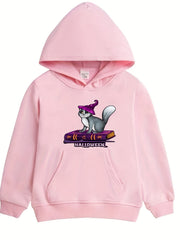 Witch Pattern Hoodie for Girls Halloween Party Sweatshirt Top For Kids