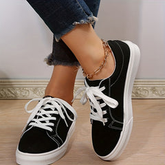 Flat Canvas Shoes Lightweight Low Top Lace Up Walking Shoes