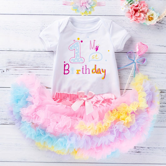 3pcs Baby My 1st Birthday Onesie & Tutu Set