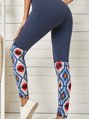Geometric Pattern High Waist Yoga Pants With Pocket