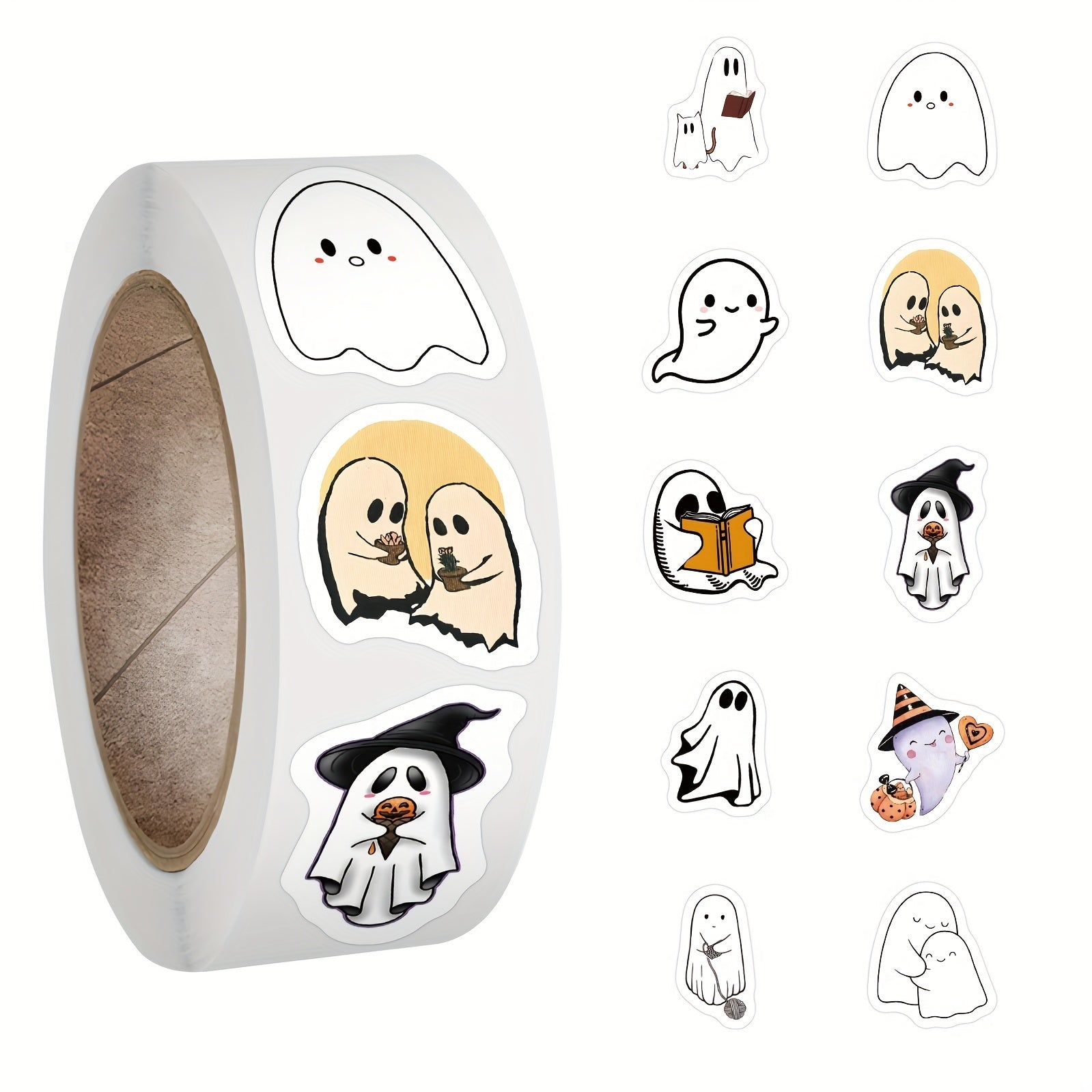 500pcs Halloween Ghost Stickers Roll Vinyl Ghost Stickers For Laptop