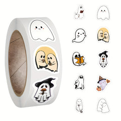 500pcs Halloween Ghost Stickers Roll Vinyl Ghost Stickers For Laptop