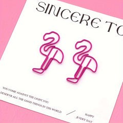 10pcs Flamingo Paper Clip Bookmark Office Data Paper Clip Gift