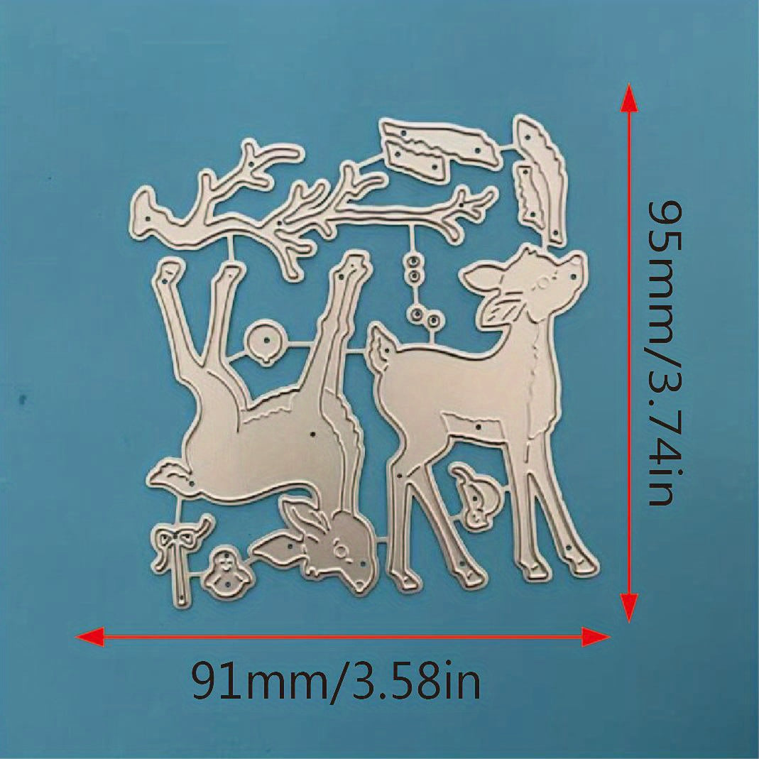 Metal Cutting Dies Branch Bird Two Deers Craft Punch Stencils DIY Card Making