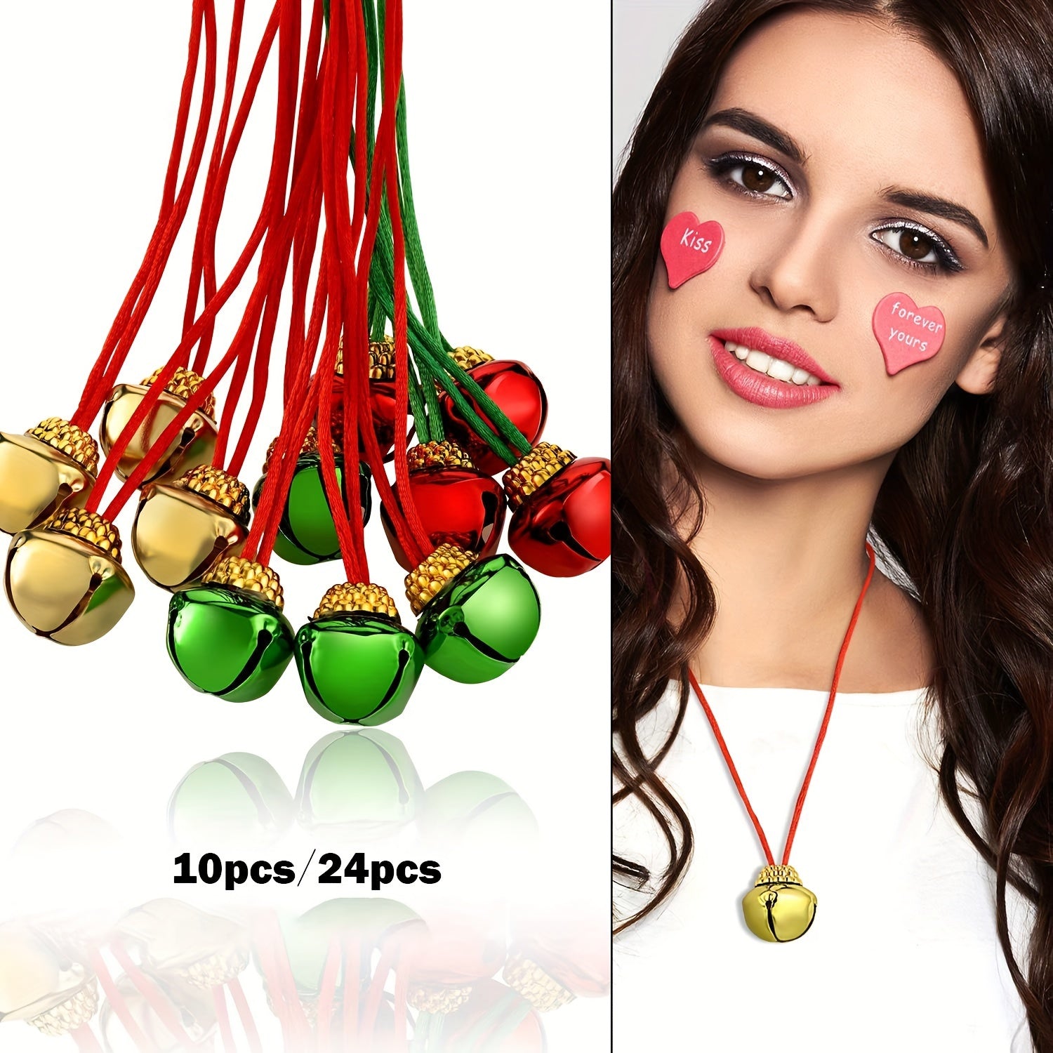 24pcs Christmas Bell Necklace Holiday Party Decoration