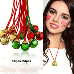 24pcs Christmas Bell Necklace Holiday Party Decoration