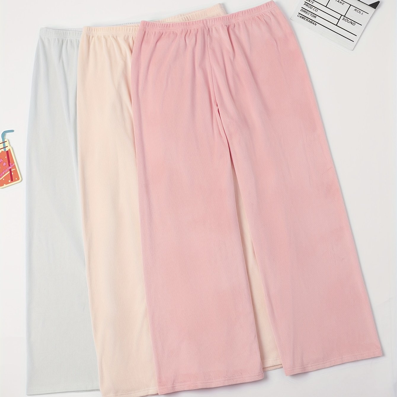 3 Pack Plus Size Velvet Lounge Bottoms Set High Waisted Pajama Trousers
