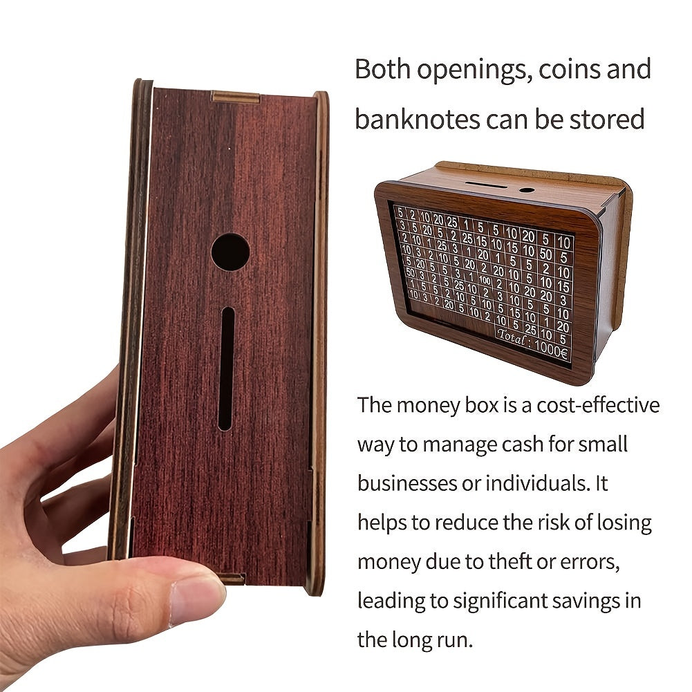 1pc Money Box With Counter Desktop Piggy Bank Gift Wooden Craft