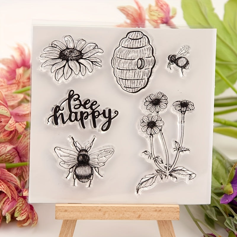 1pc Transparent Stamp DIY Hand Account Scrapbook Bee Happy Stamp