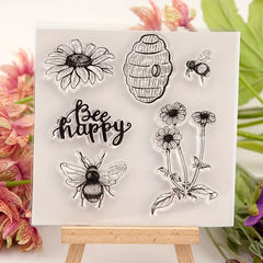 1pc Transparent Stamp DIY Hand Account Scrapbook Bee Happy Stamp
