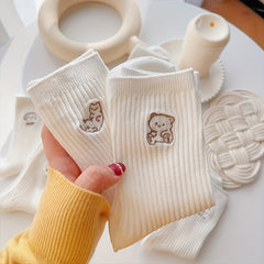 8 Pairs Cartoon Print Socks Women's Mid Tube Comfy Stockings