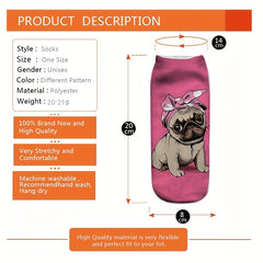 4 Pairs Cartoon Print Socks Lightweight Ankle Stockings Women's Hosiery