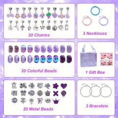 66Pcs DIY Charm Bracelet Necklace Kit for Girls Beads Pendants Chains