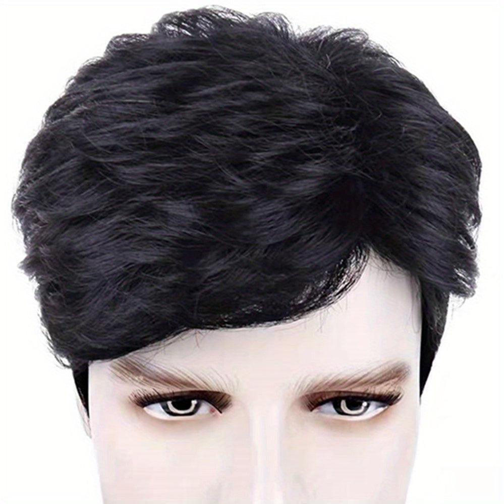 Men's Short Hair Wig Bifurcation Elastic Inner Mesh Christmas Daily Wear