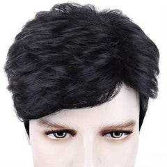 Men's Short Hair Wig Bifurcation Elastic Inner Mesh Christmas Daily Wear