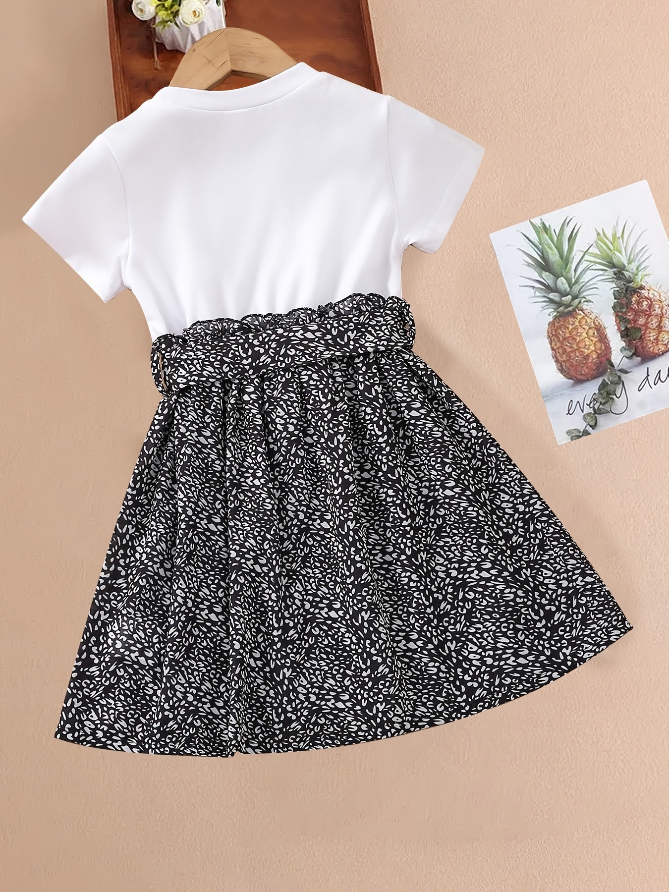 Girls Leopard Print Button Belted Dress
