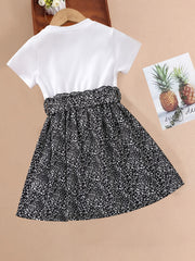 Girls Leopard Print Button Belted Dress
