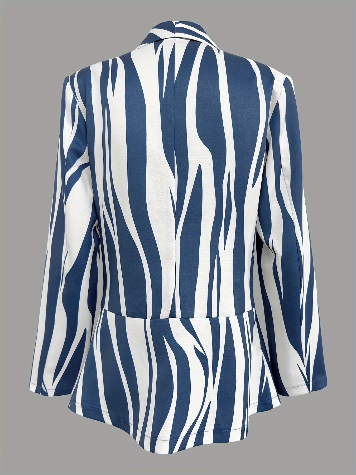 Denim Print Double Breasted Lapel Neck Blazer Casual Long Sleeve Blazer
