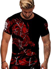 Dragon Pattern T shirt Men's Casual Street Style Tee Shirt