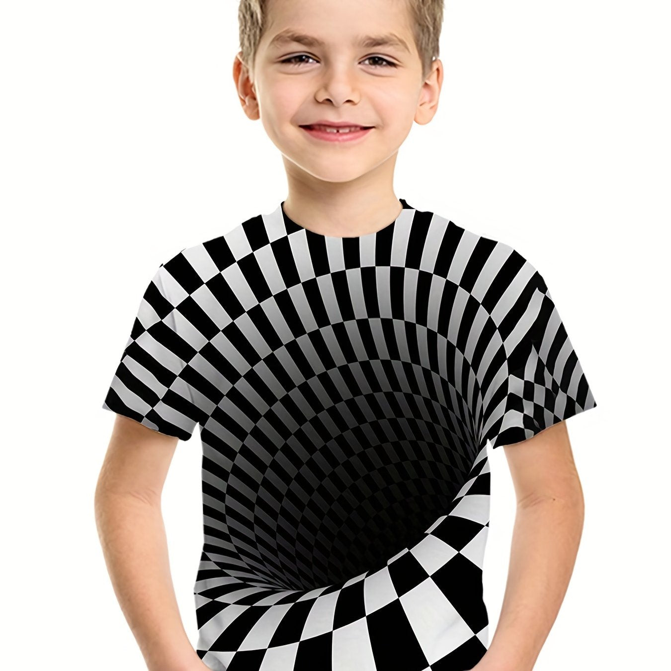 Boys 3D Vision Illusion T Shirt Breathable Casual Tee for Summer