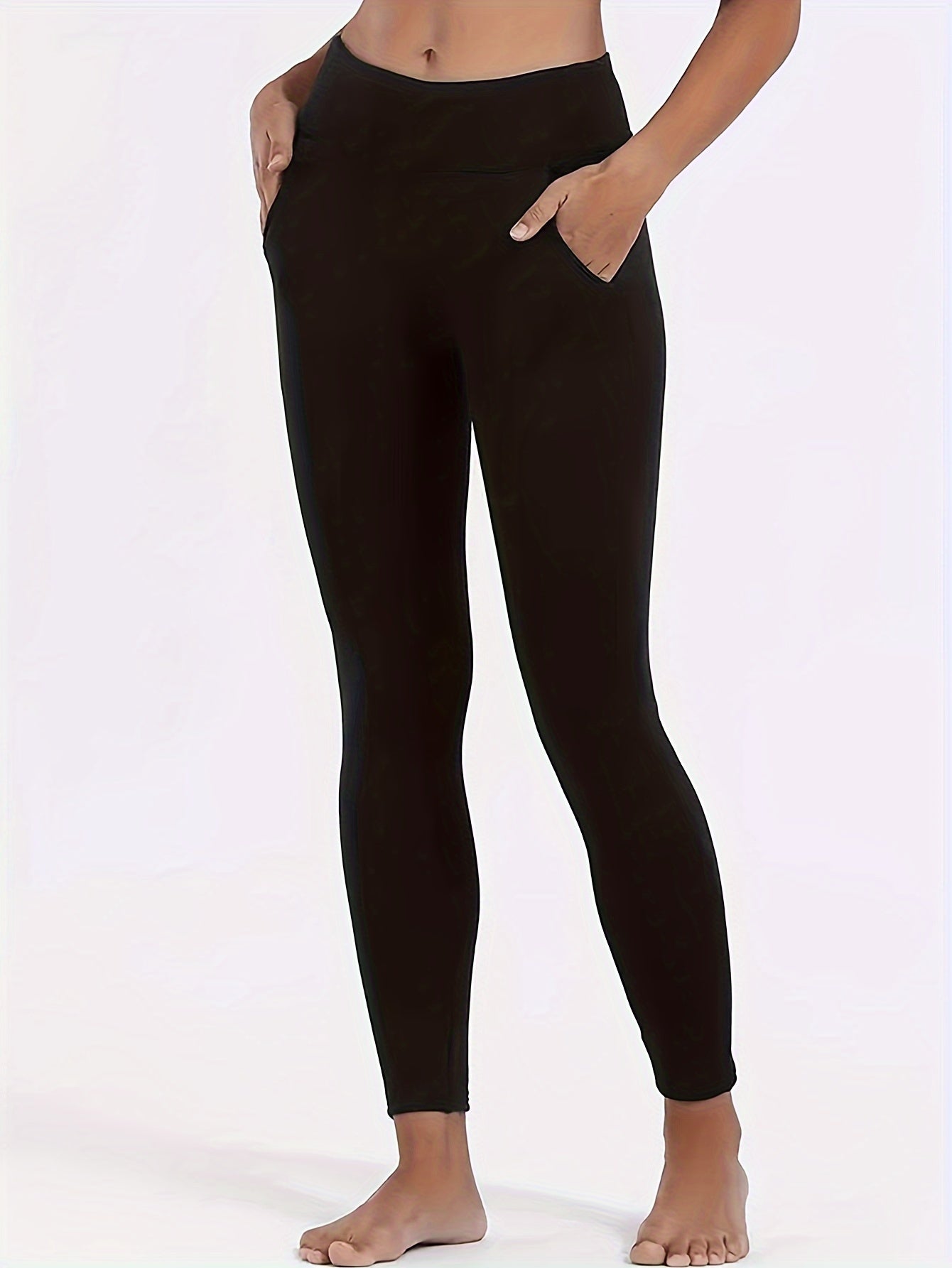 Fleece Yoga Pants With Pocket High Stretch Leggings