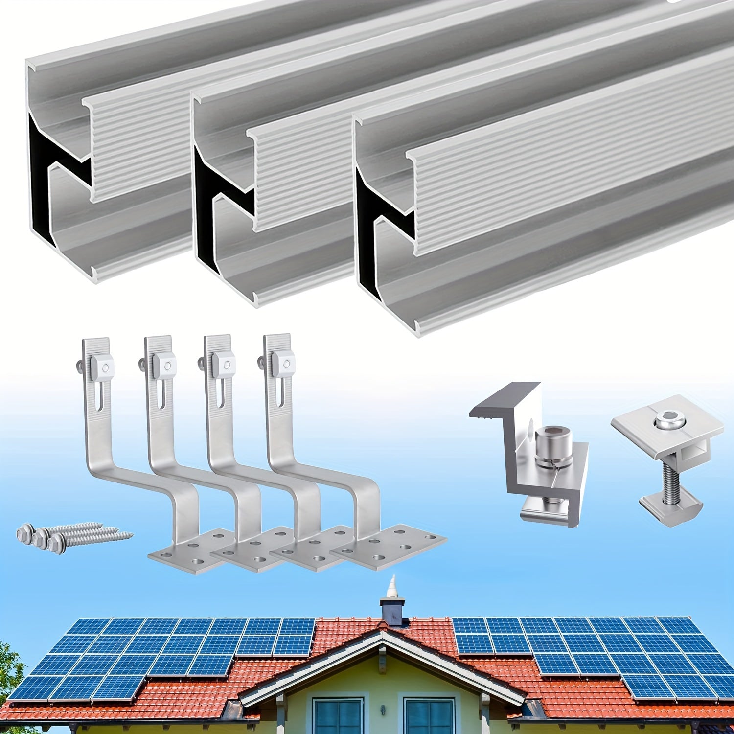 Solar Bracket Brick Roof Mounting Kit Extended Photovoltaic Mounting Rail