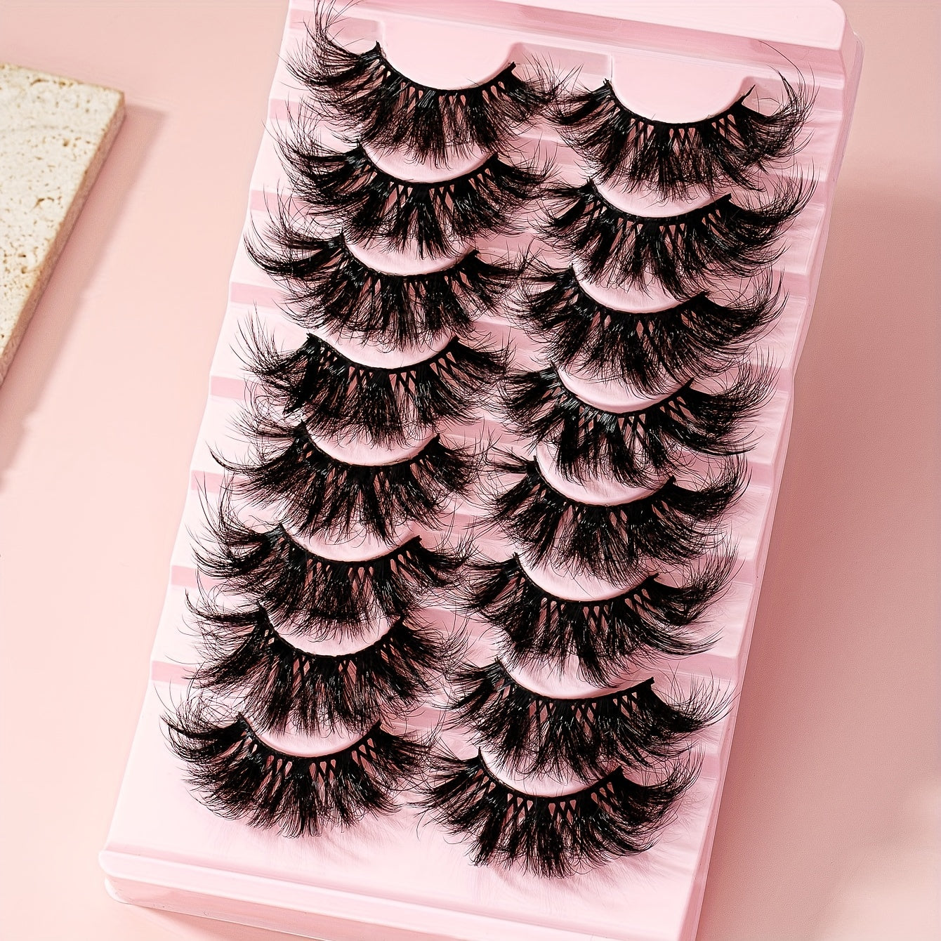 8 Pairs 25mm False Eyelashes Cat Eye Fluffy Faux Mink Lashes 9D
