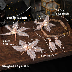 Feather Crown Hair Band Earrings Set for Wedding Party