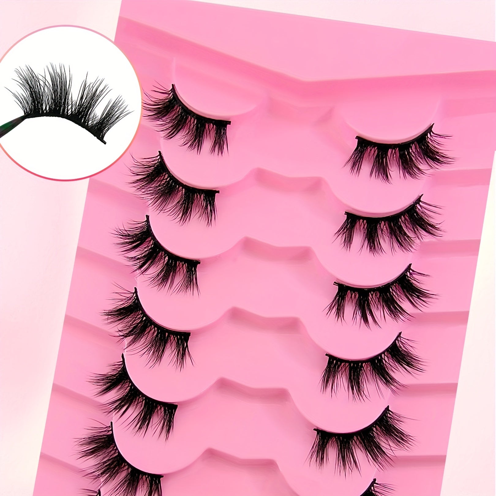 7 Pairs Fluffy Cluster False Eyelashes Natural Faux Mink