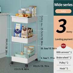 1pc Kitchen Cart Storage Rack Floor Rotating Seasoning Rack Movable Storage Rack