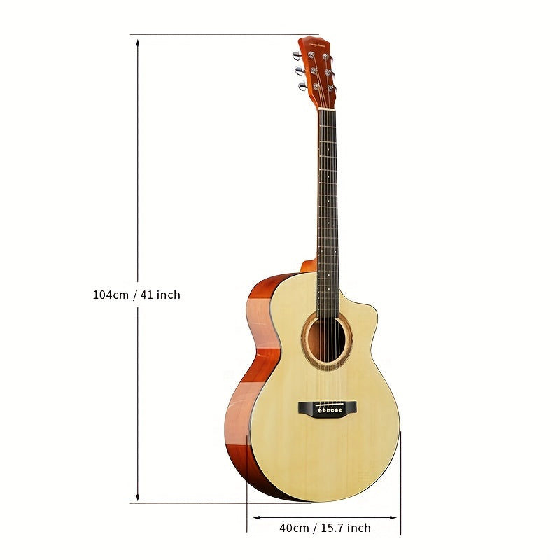 14 Cm Acoustic Wooden Guitar for Beginners with Accessories