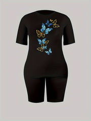 Butterfly Print Tee & Shorts Set